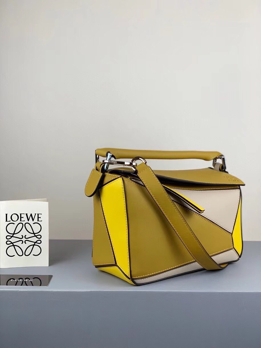 Loewe Small Puzzle Bag In Ochre/Yellow/Beige Calfskin