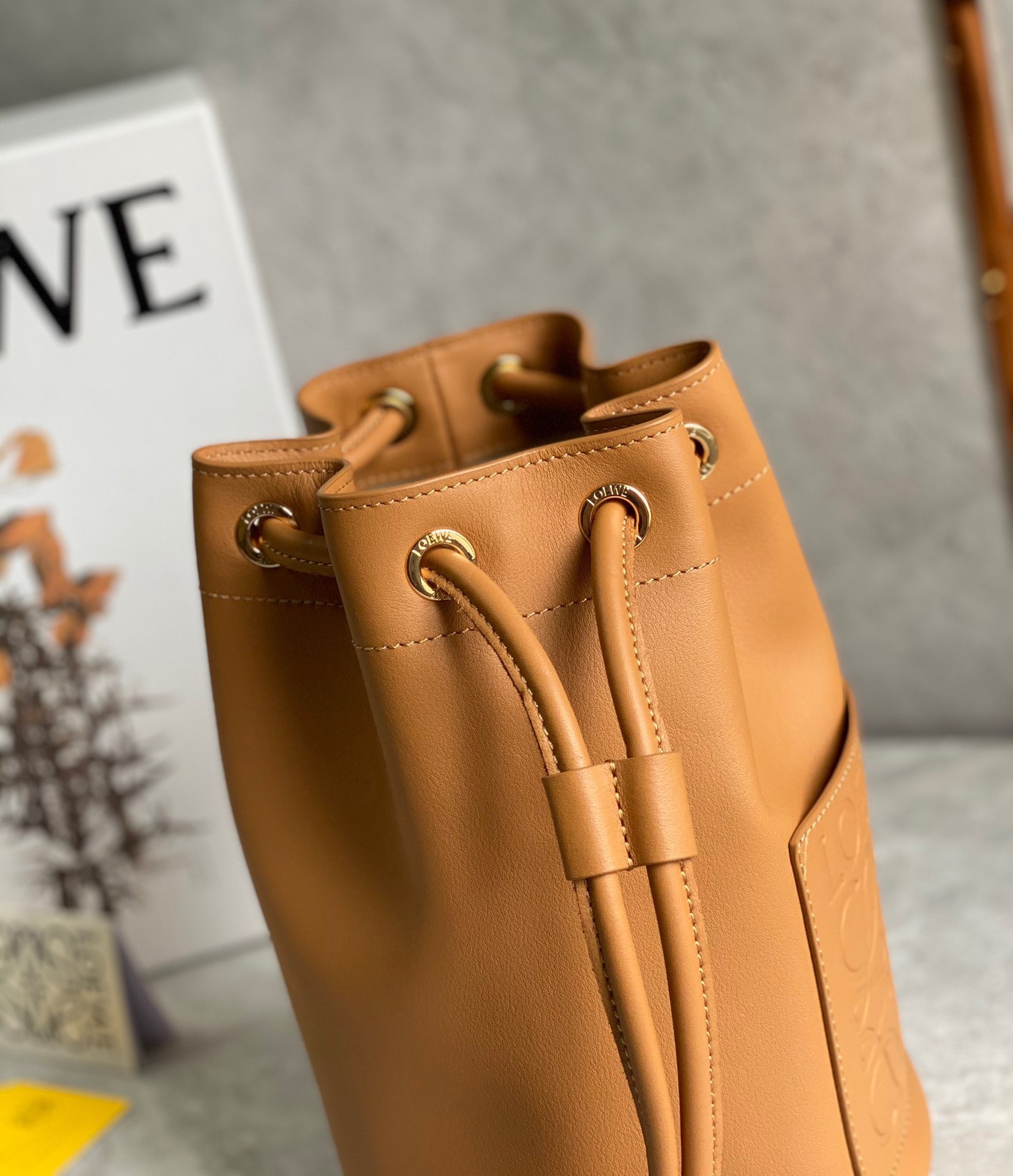 Loewe Small Sailor Bucket Bag In Brown Nappa Leather