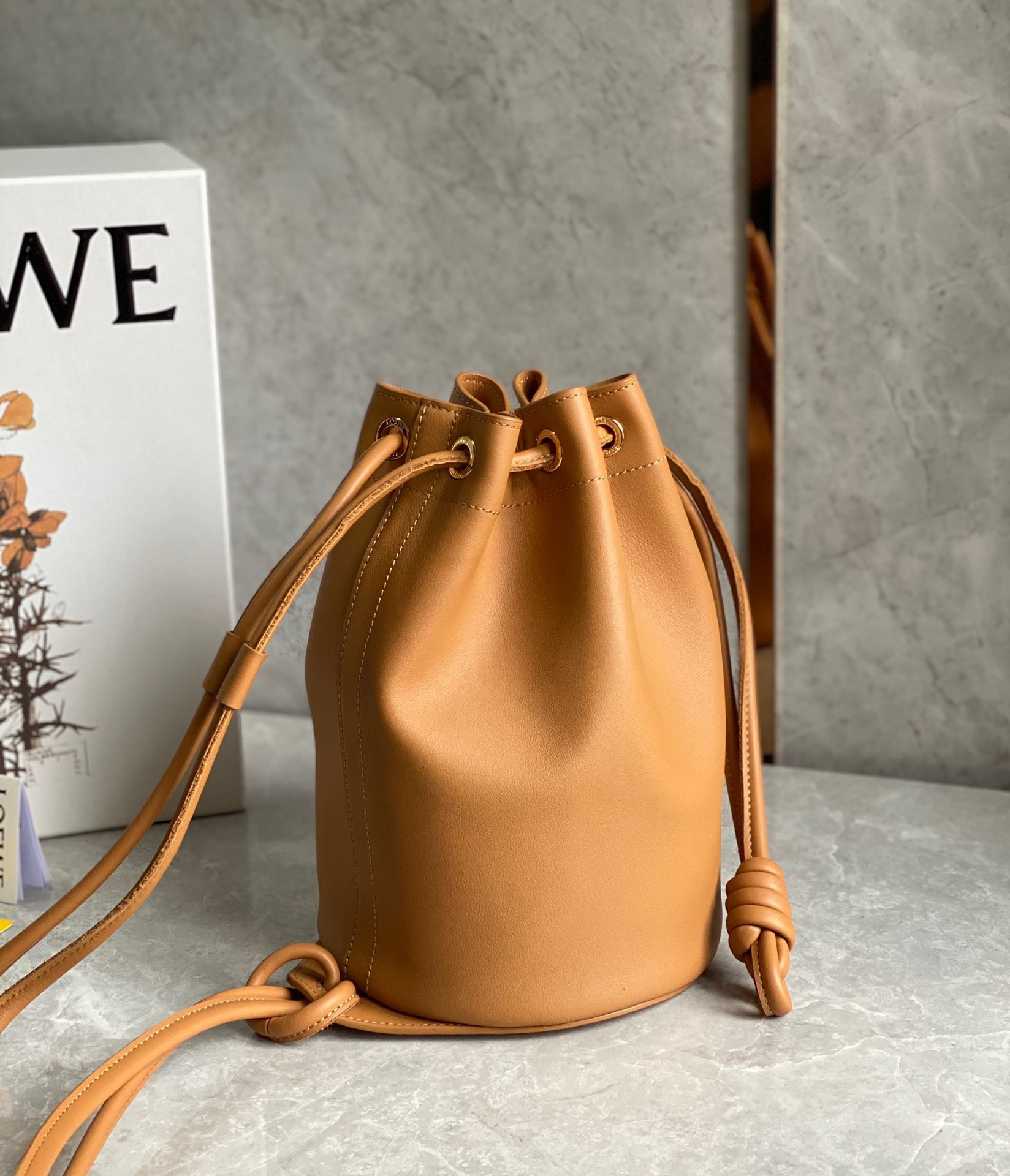 Loewe Small Sailor Bucket Bag In Brown Nappa Leather