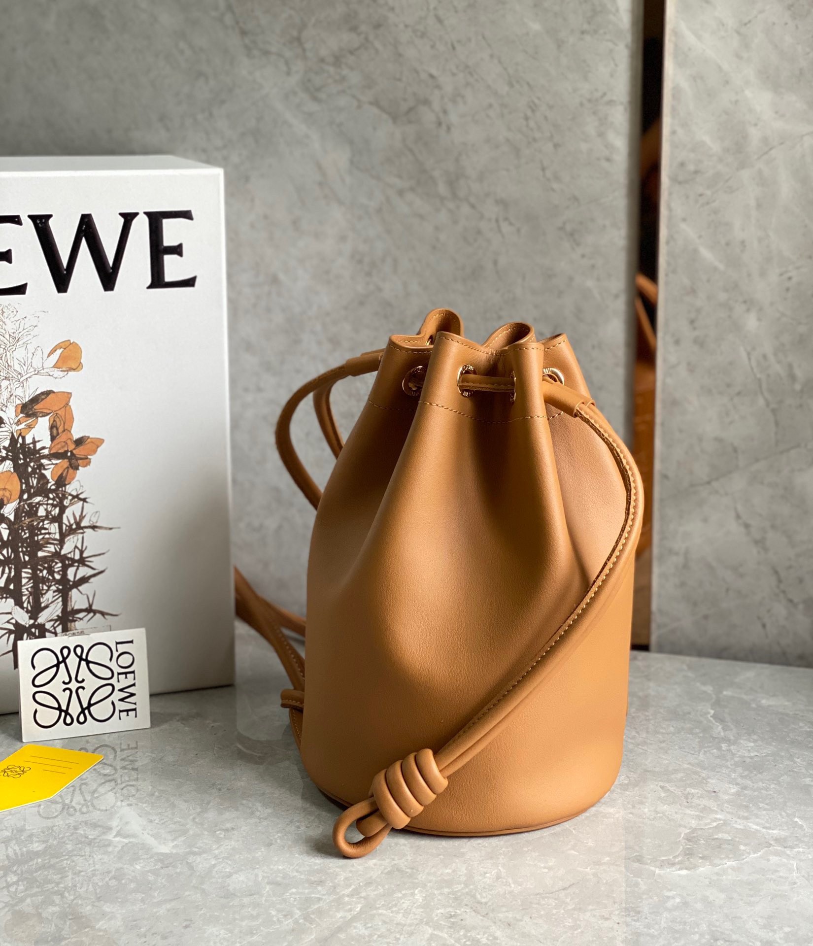 Loewe Small Sailor Bucket Bag In Brown Nappa Leather