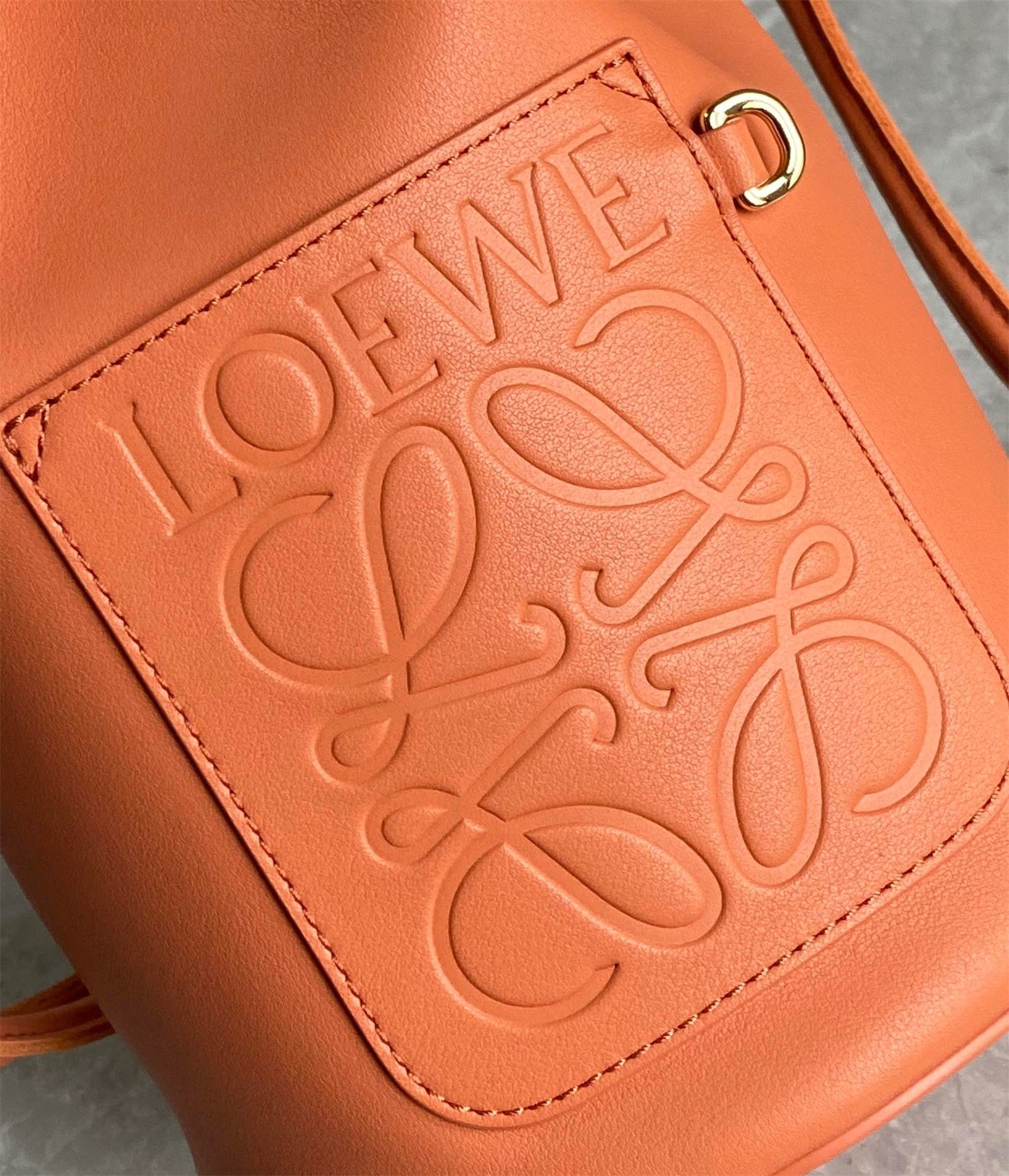 Loewe Small Sailor Bucket Bag In Orange Nappa Leather