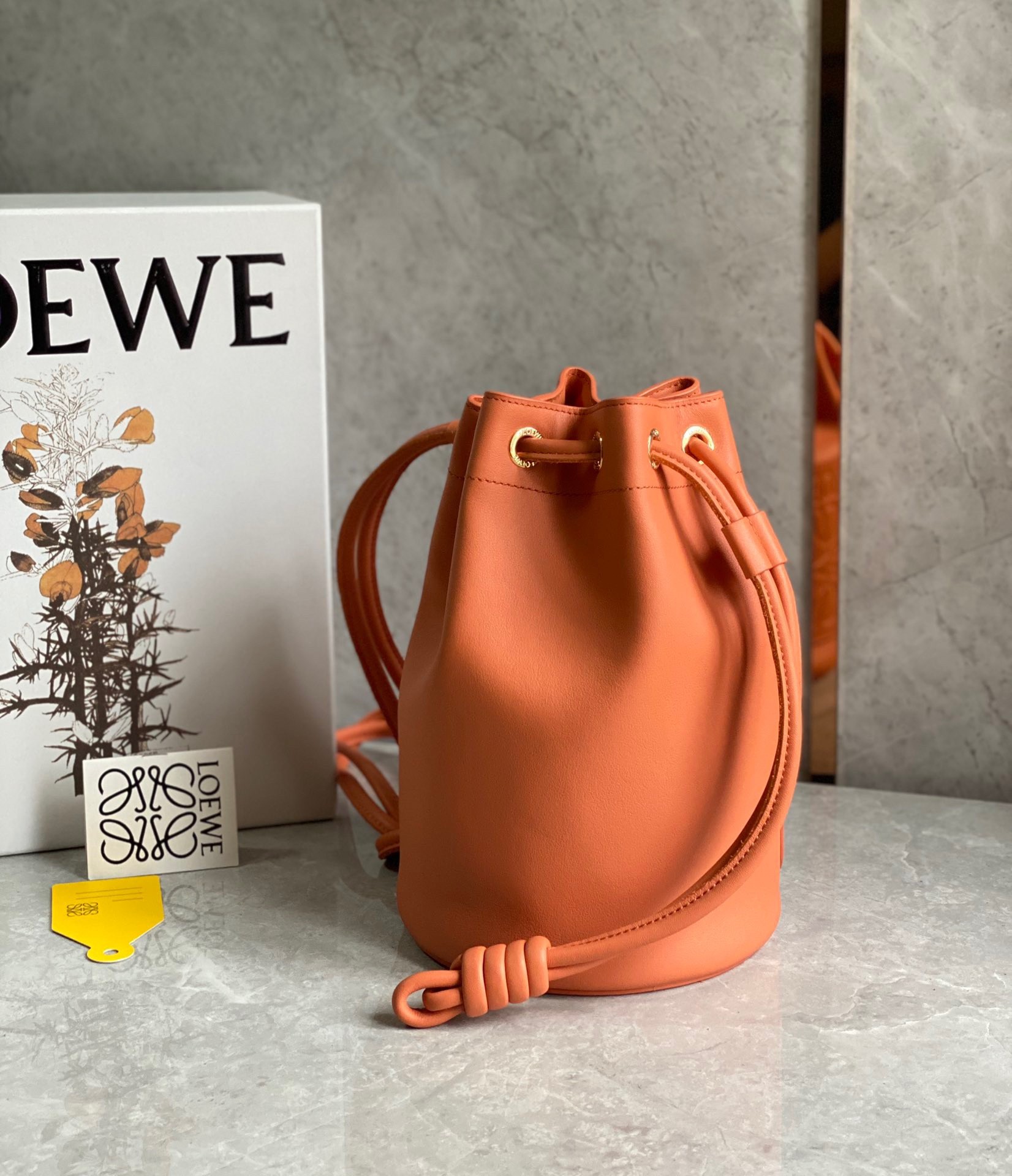 Loewe Small Sailor Bucket Bag In Orange Nappa Leather