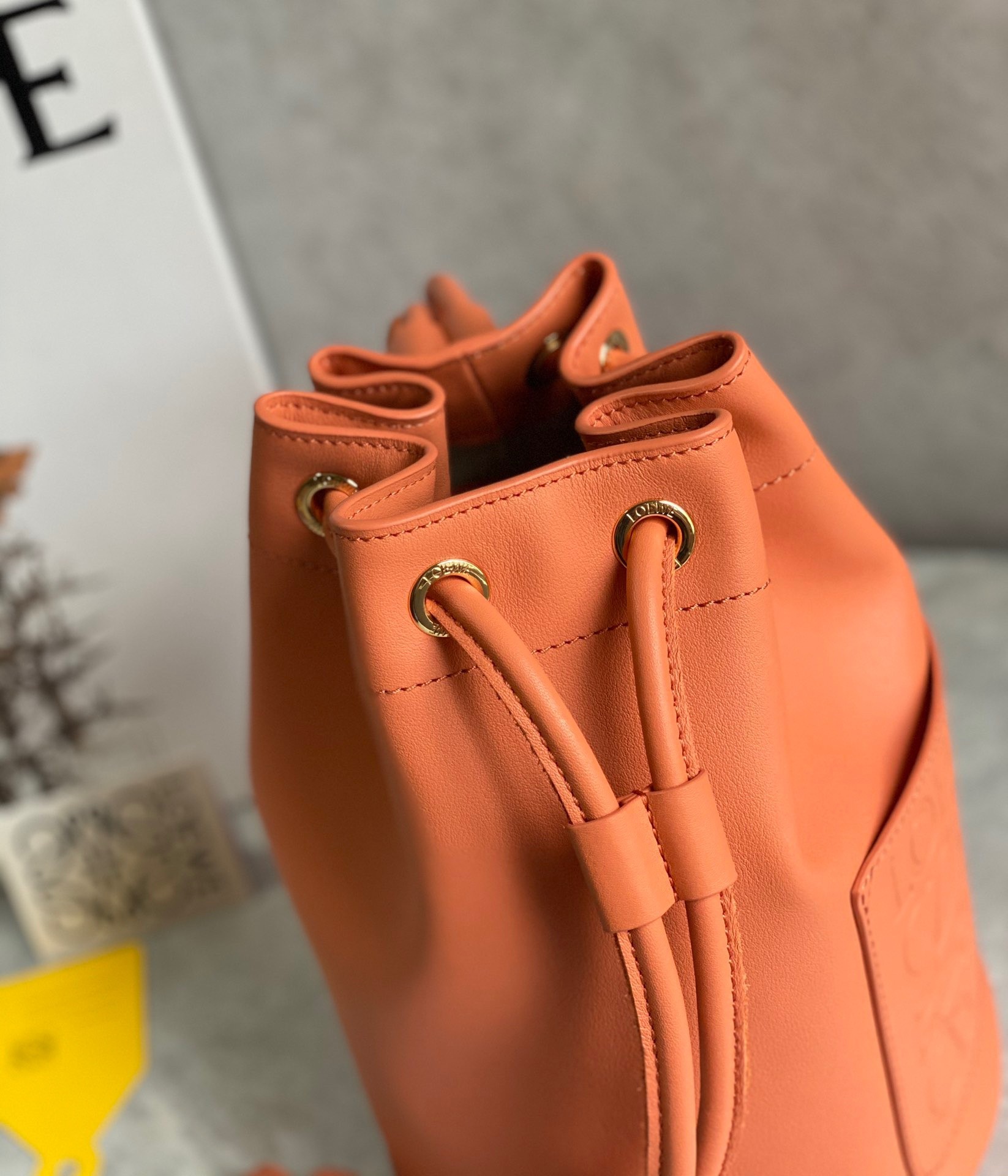 Loewe Small Sailor Bucket Bag In Orange Nappa Leather