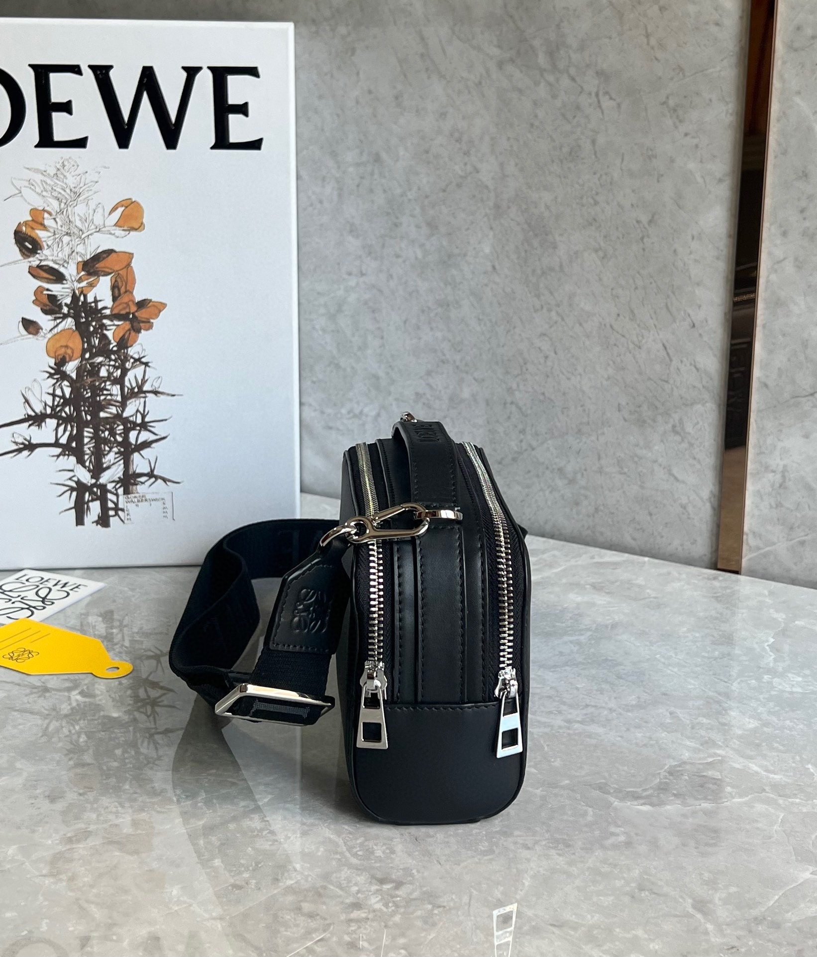 Loewe Mini Camera Crossbody Bag in Black Calfskin