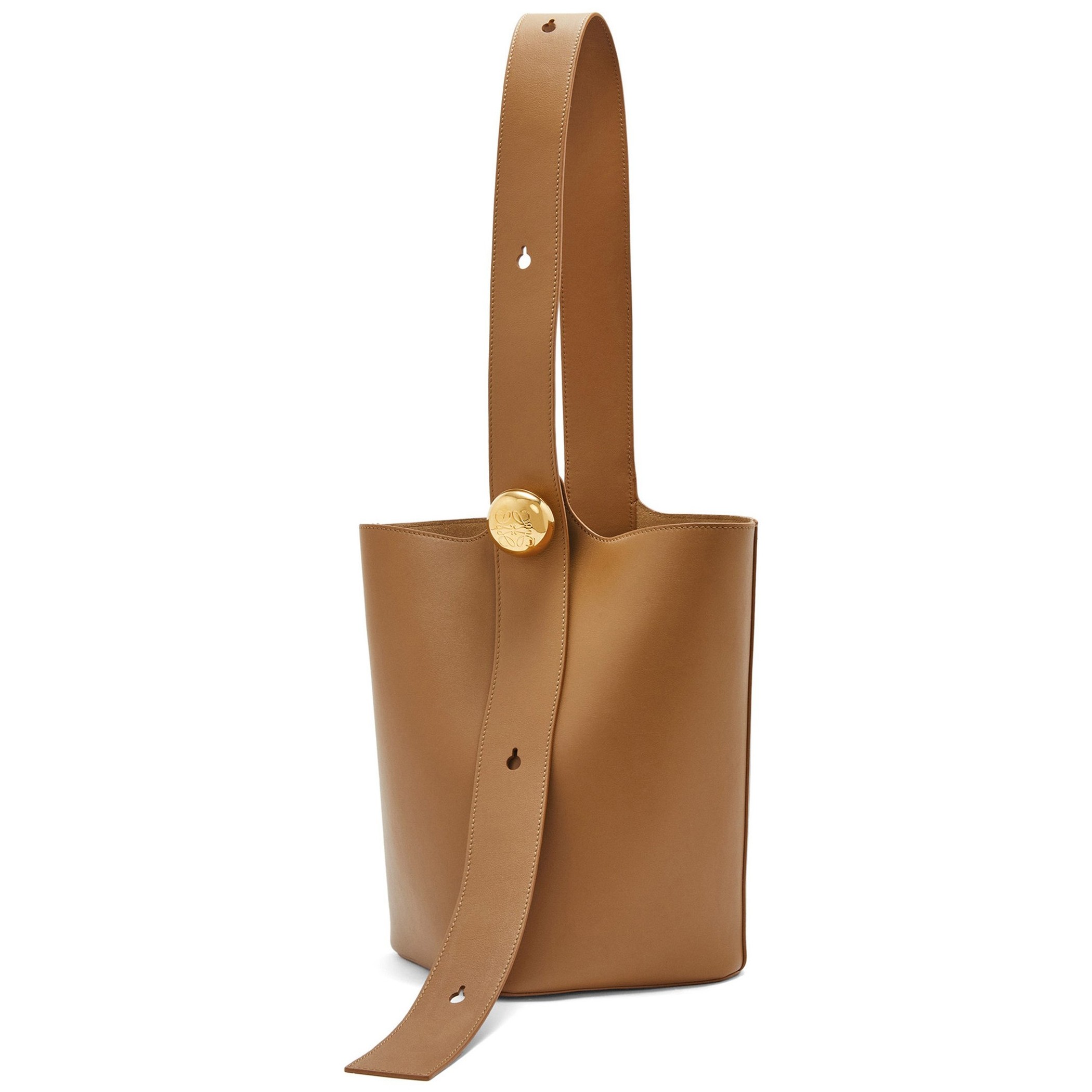 Loewe Medium Pebble Bucket Bag in Oak Calfskin