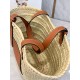 Loewe Medium Basket Bag in Raffia and Brown Calfskin