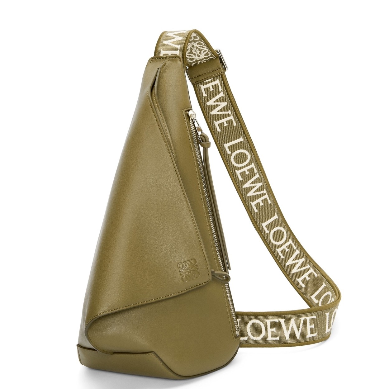 Loewe Anton Sling Bag in Olive Calfskin and Jacquard