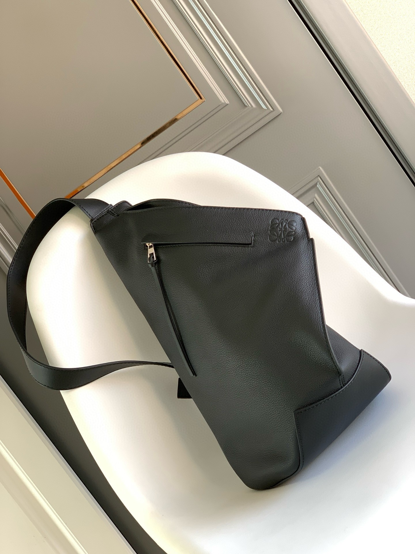 Loewe Anton Sling Bag in Black Grained Calfskin