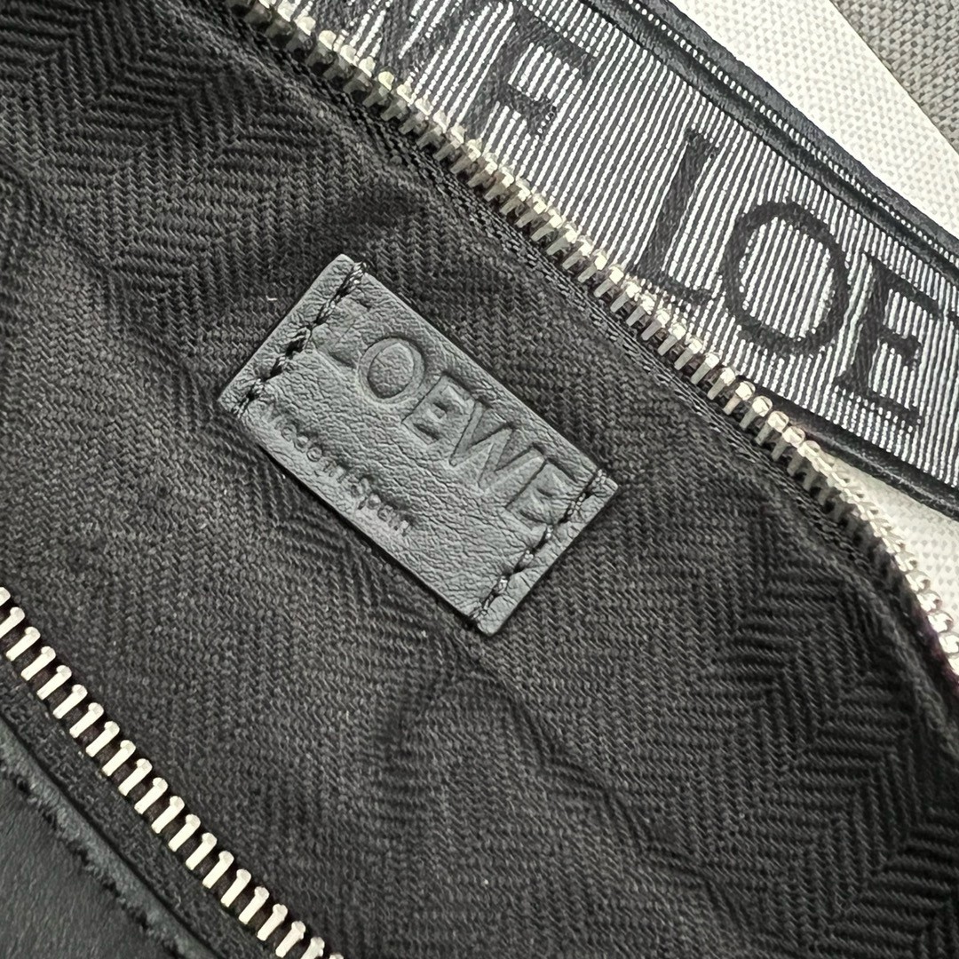 Loewe Anton Sling Bag in Black Calfskin and Jacquard