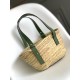 Loewe Small Basket Bag in Raffia and Rosemary Calfskin