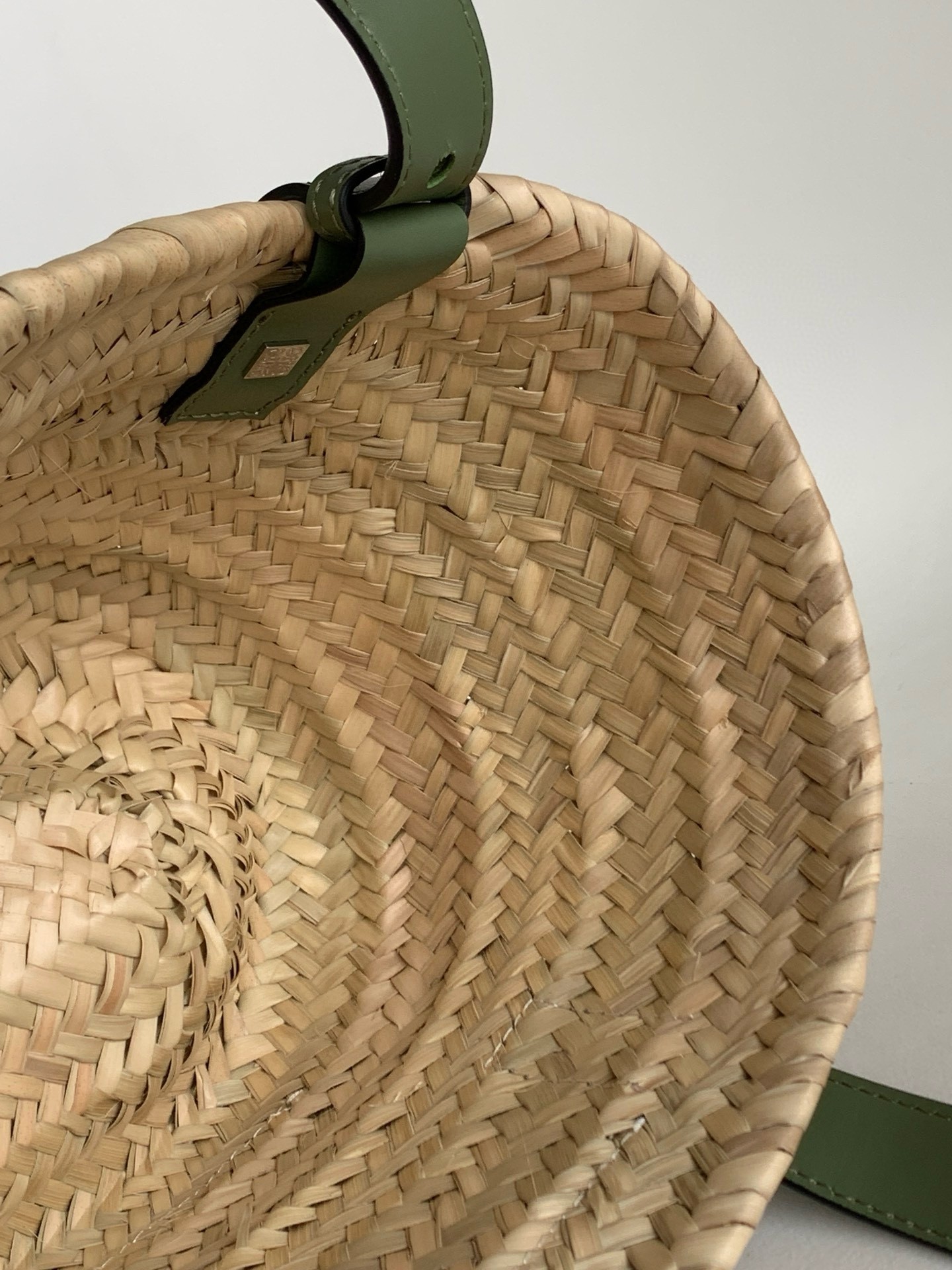 Loewe Small Basket Bag in Raffia and Rosemary Calfskin