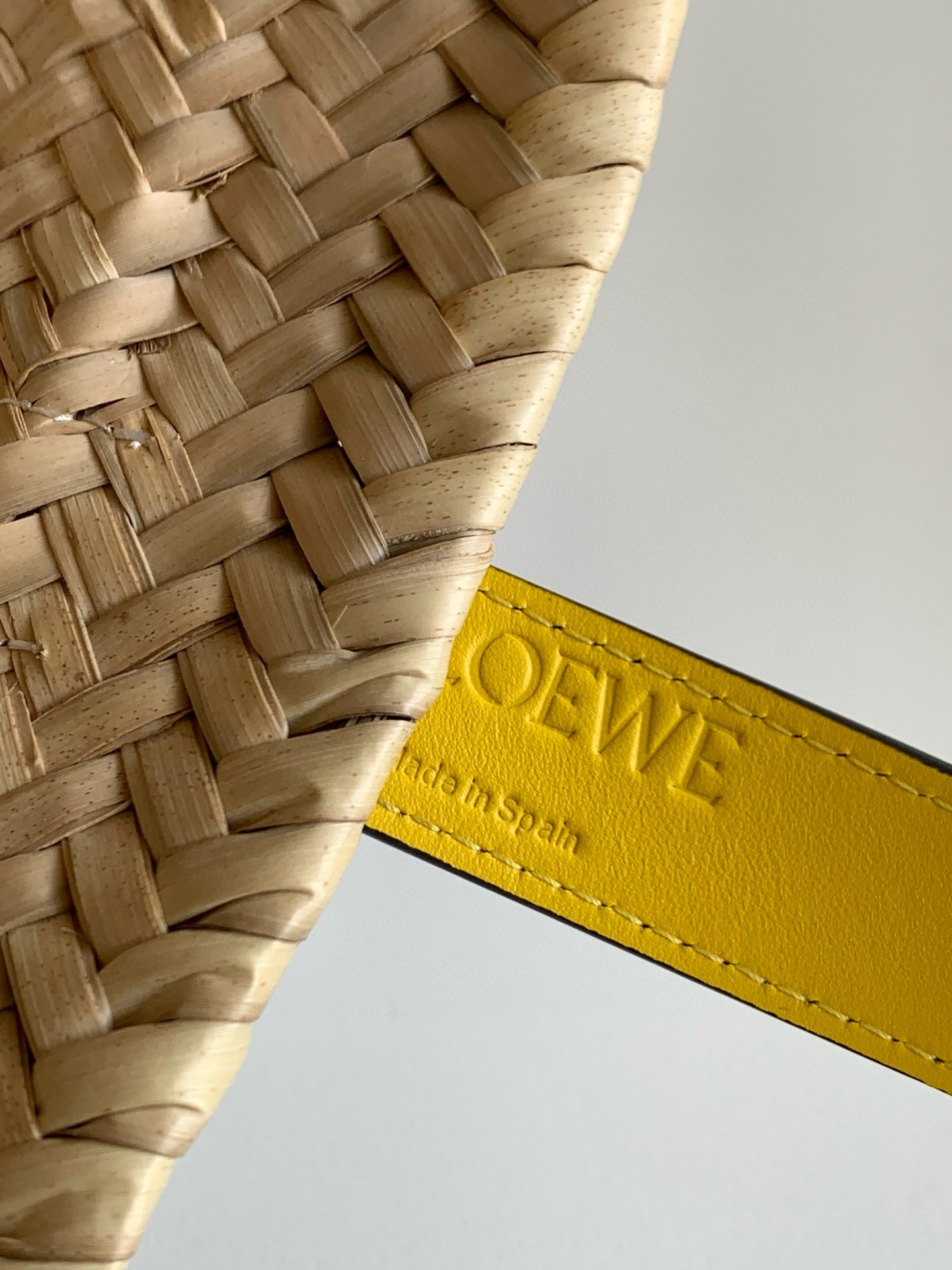 Loewe Small Basket Bag in Raffia and Yellow Calfskin