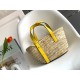 Loewe Small Basket Bag in Raffia and Yellow Calfskin