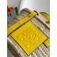 Loewe Small Basket Bag in Raffia and Yellow Calfskin