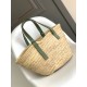 Loewe Medium Basket Bag in Raffia and Rosemary Calfskin