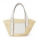 Loewe Small Basket Bag in Raffia and White Calfskin