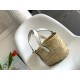 Loewe Small Basket Bag in Raffia and White Calfskin