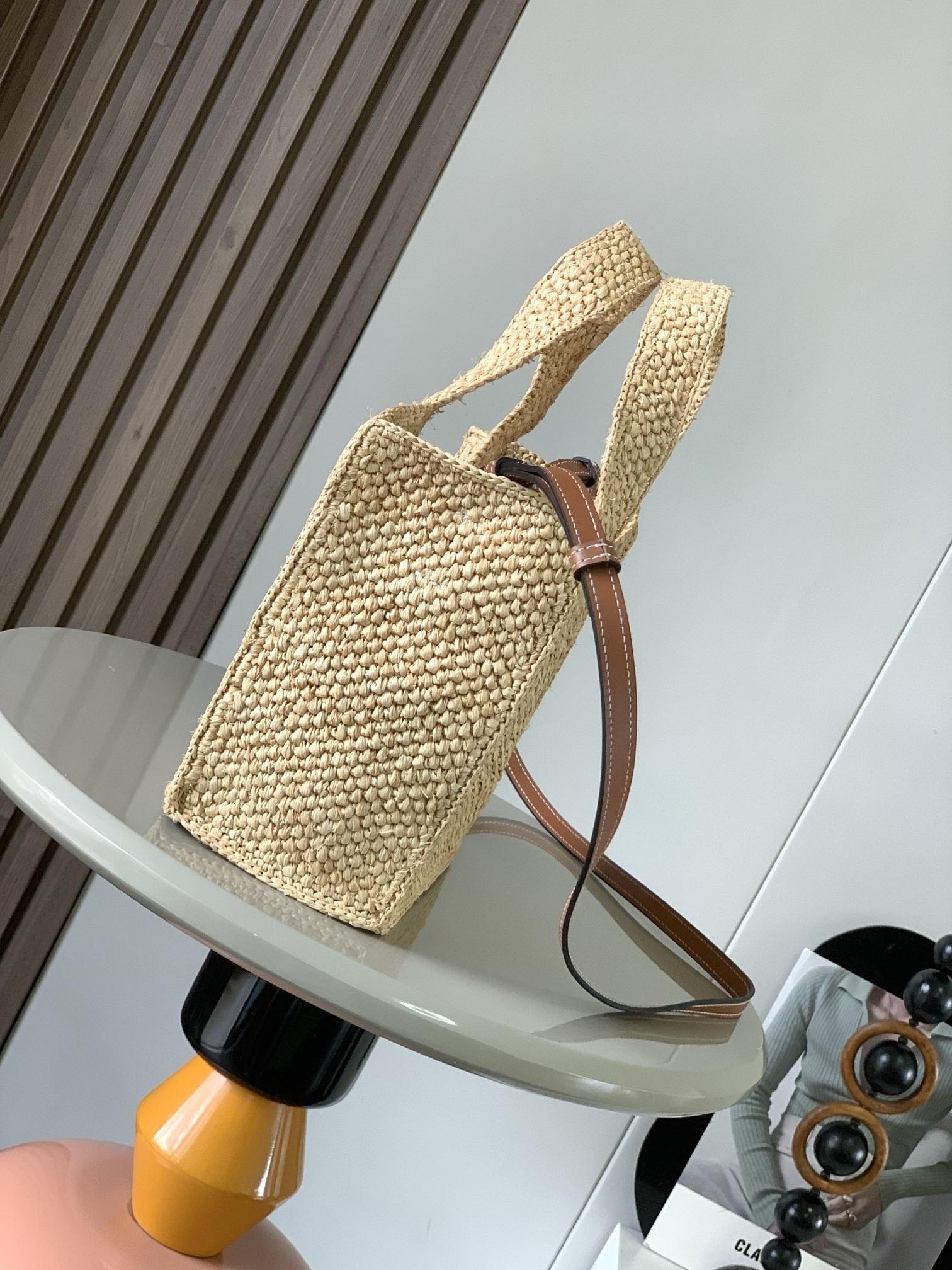 Loewe Small LOEWE Font Tote in Natural Raffia