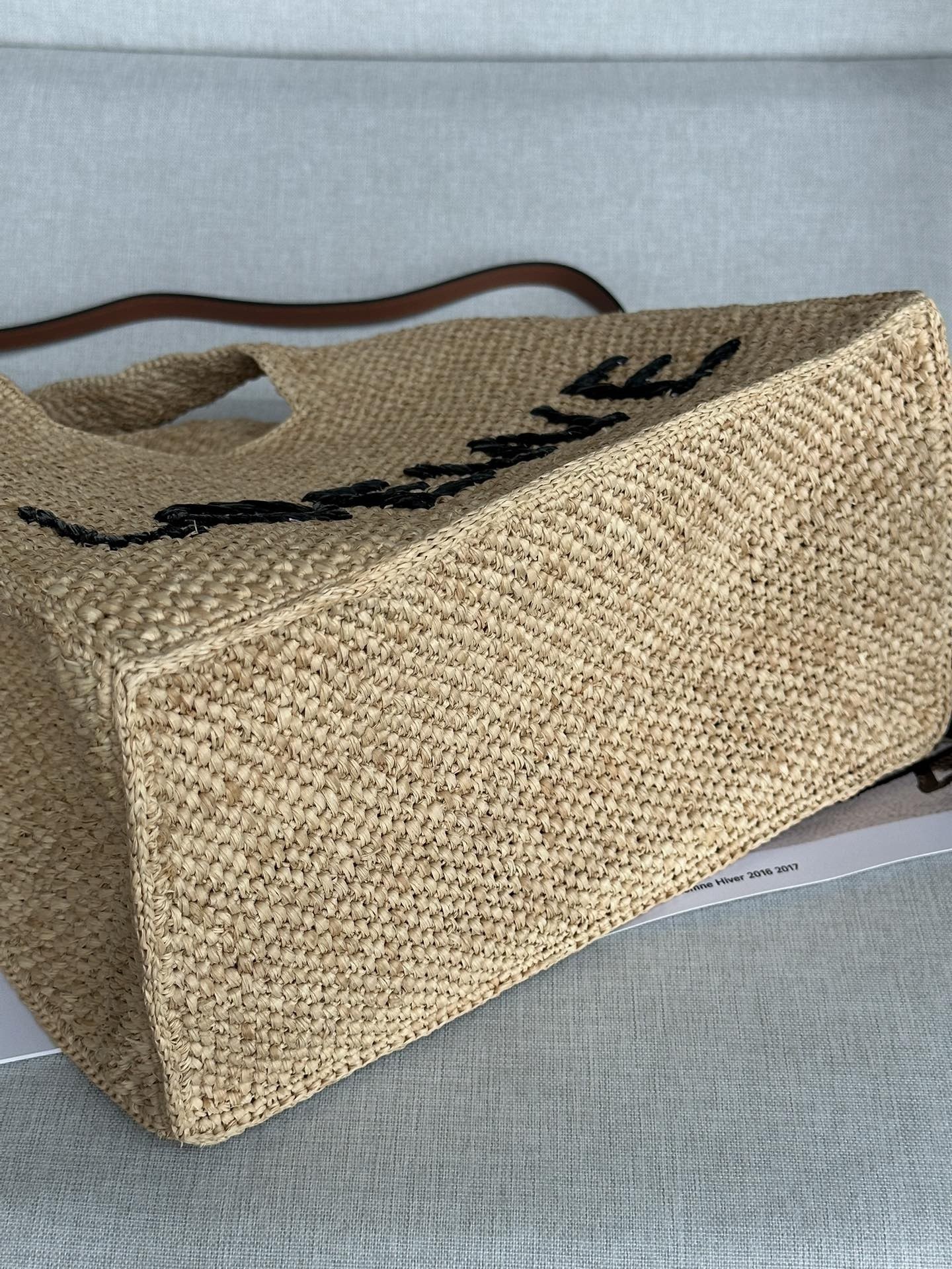 Loewe Small LOEWE Font Tote in Natural Raffia