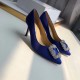 Manolo Blahnik Blue Satin Hangisi 70mm Pumps