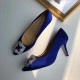 Manolo Blahnik Blue Satin Hangisi 70mm Pumps