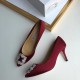 Manolo Blahnik Bordeaux Satin Hangisi 70mm Pumps