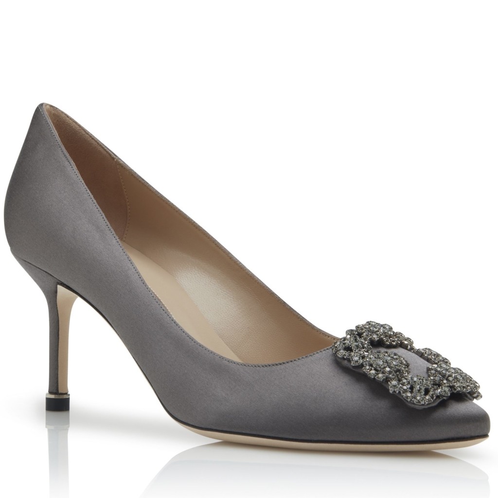 Manolo Blahnik Dark Grey Satin Hangisi 70mm Pumps