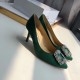 Manolo Blahnik Green Satin Hangisi 70mm Pumps