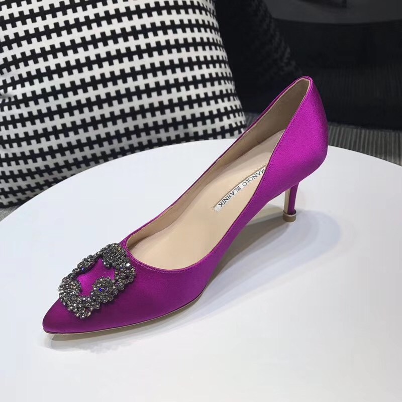 Manolo Blahnik Pink Satin Hangisi 70mm Pumps