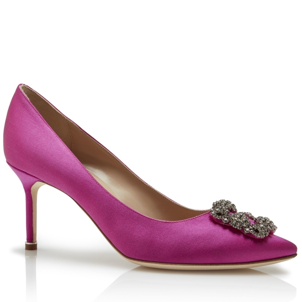 Manolo Blahnik Pink Satin Hangisi 70mm Pumps