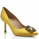 Manolo Blahnik Yellow Satin Hangisi 70mm Pumps