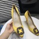 Manolo Blahnik Yellow Satin Hangisi 70mm Pumps