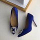 Manolo Blahnik Blue Satin Hangisi 105mm Pumps