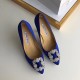 Manolo Blahnik Blue Satin Hangisi 105mm Pumps