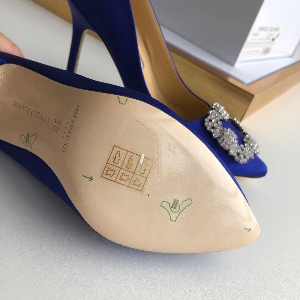 Manolo Blahnik Blue Satin Hangisi 105mm Pumps