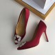 Manolo Blahnik Bordeaux Satin Hangisi 105mm Pumps