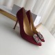 Manolo Blahnik Bordeaux Satin Hangisi 105mm Pumps