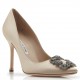 Manolo Blahnik Champagne Satin Hangisi 105mm Pumps