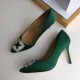 Manolo Blahnik Green Satin Hangisi 105mm Pumps