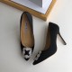 Manolo Blahnik Black Satin Hangisi 105mm Pumps