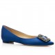 Manolo Blahnik Hangisi Flats In Blue Satin