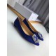 Manolo Blahnik Hangisi Flats In Blue Satin