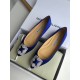 Manolo Blahnik Hangisi Flats In Blue Satin