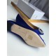 Manolo Blahnik Hangisi Flats In Blue Satin