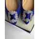 Manolo Blahnik Hangisi Flats In Blue Satin