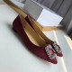 Manolo Blahnik Hangisi Flats In Bordeaux Satin