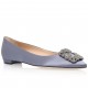 Manolo Blahnik Hangisi Flats In Grey Satin