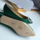 Manolo Blahnik Hangisi Flats In Green Satin