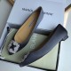 Manolo Blahnik Hangisi Flats In Navy Blue Satin