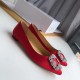 Manolo Blahnik Hangisi Flats In Red Satin